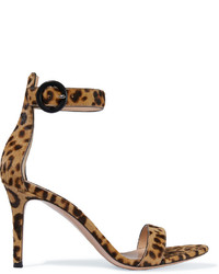 Sandales imprimées léopard marron clair Gianvito Rossi