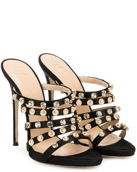 Sandales ornées noires Giuseppe Zanotti Design