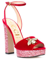 Sandales ornées rouges Gucci