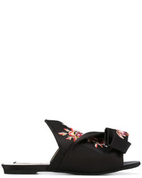 Sandales plates à fleurs noires No.21