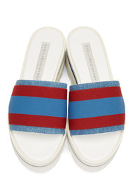 Sandales plates à rayures horizontales bleues Stella McCartney