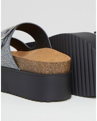 Sandales plates argentées Pull&Bear
