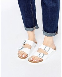 Sandales plates blanches Birkenstock