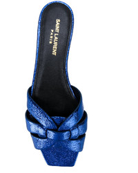 Sandales plates bleues Saint Laurent