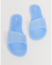 Sandales plates en caoutchouc bleu clair ASOS DESIGN
