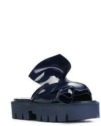 Sandales plates en caoutchouc bleu marine No.21