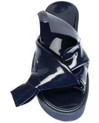 Sandales plates en caoutchouc bleu marine No.21