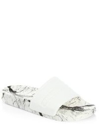 Sandales plates en caoutchouc imprimées blanches