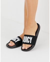 Sandales plates en caoutchouc noires Juicy Couture