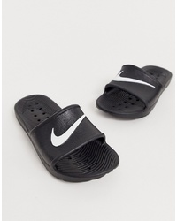 Sandales plates en caoutchouc noires Nike