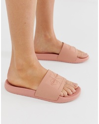 Sandales plates en caoutchouc roses Calvin Klein