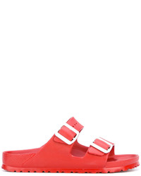 Sandales plates en caoutchouc rouges Birkenstock
