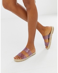 Sandales plates en caoutchouc violet clair