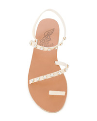 Sandales plates en cuir à clous blanches Ancient Greek Sandals