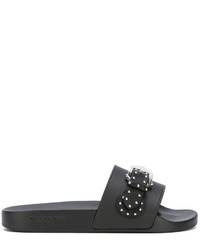 Sandales plates en cuir à clous noires Givenchy