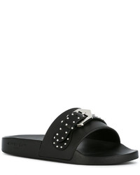Sandales plates en cuir à clous noires Givenchy