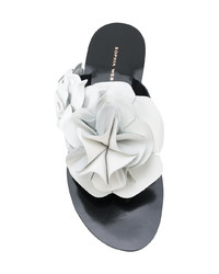Sandales plates en cuir à fleurs blanches Sophia Webster