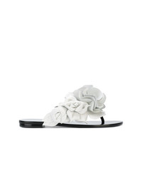 Sandales plates en cuir à fleurs blanches Sophia Webster