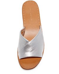 Sandales plates en cuir argentées Diane von Furstenberg