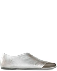 Sandales plates en cuir argentées Marsèll