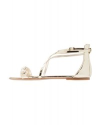 Sandales plates en cuir argentées Nine West
