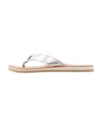 Sandales plates en cuir argentées Tommy Hilfiger