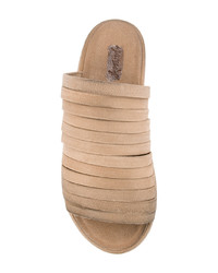 Sandales plates en cuir beiges Marsèll