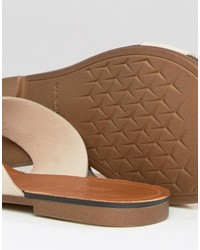 Sandales plates en cuir beiges Vagabond