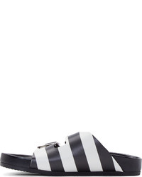 Sandales plates en cuir blanches et noires Givenchy