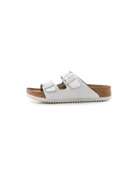 Sandales plates en cuir blanches Birkenstock