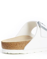 Sandales plates en cuir blanches Birkenstock