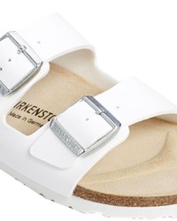 Sandales plates en cuir blanches Birkenstock