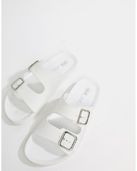 Sandales plates en cuir blanches ASOS DESIGN