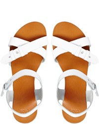 Sandales plates en cuir blanches Asos