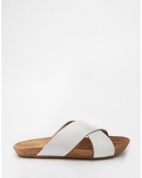 Sandales plates en cuir blanches Asos