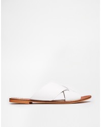 Sandales plates en cuir blanches Asos