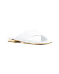 Sandales plates en cuir blanches Sebastian