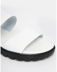 Sandales plates en cuir blanches Asos