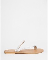 Sandales plates en cuir blanches Asos