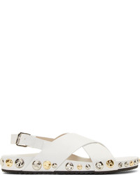 Sandales plates en cuir blanches Marc Jacobs