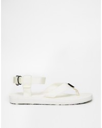 Sandales plates en cuir blanches Teva