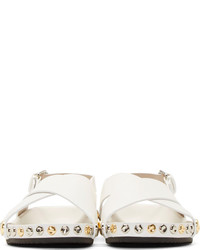 Sandales plates en cuir blanches Marc Jacobs
