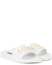 Sandales plates en cuir blanches Dolce & Gabbana