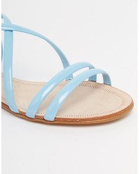 Sandales plates en cuir bleu clair Miista