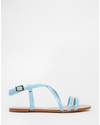 Sandales plates en cuir bleu clair Miista