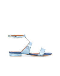 Sandales plates en cuir bleu clair Via Roma 15