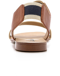 Sandales plates en cuir bleu marine Splendid