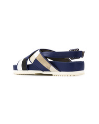 Sandales plates en cuir bleu marine Mara Mac