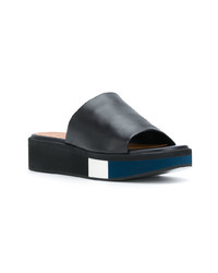 Sandales plates en cuir bleu marine Clergerie