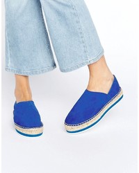 Sandales plates en cuir bleues Miista